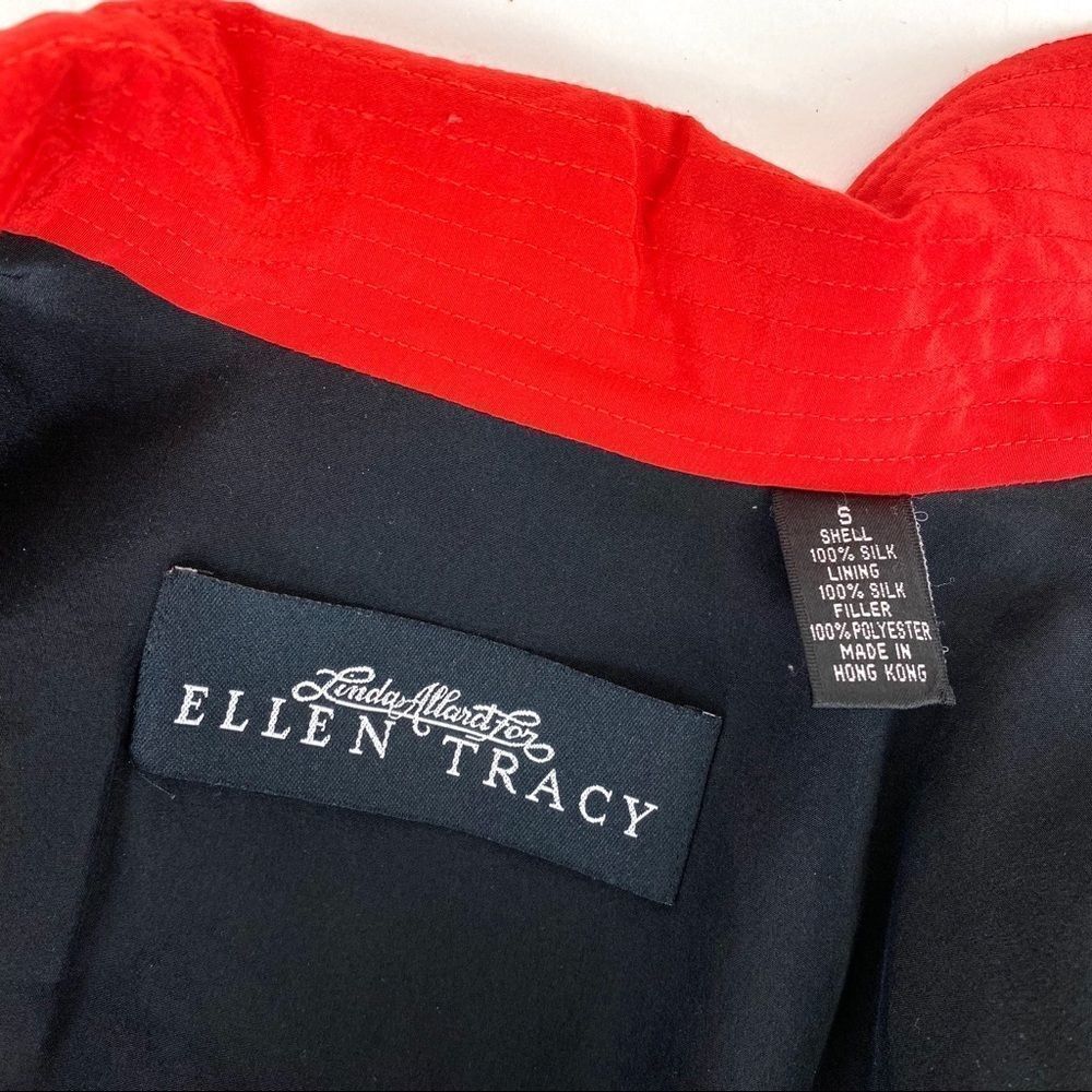 Amazing Vintage Ellen Tracy 100% Silk Jacket Shoulder Pads Pockets Button Close - Picture 8 of 9